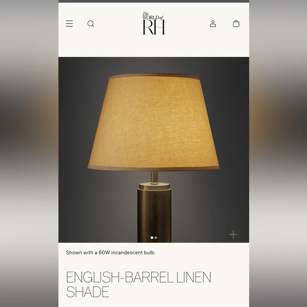 Restoration Hardware English Barrel Lampshade Ivory Size A New